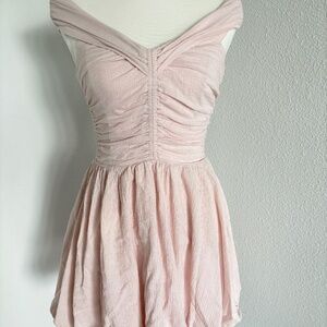 Blush Pink Off-Shoulder Bubble Hem Mini Dress – H&M Divided, Size XS